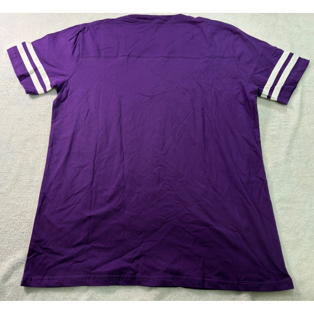 Royal Avalon Sport Mens Purple Football Jersey Style T-Shirt‎ Striped Sleeve L - Picture 3 of 8